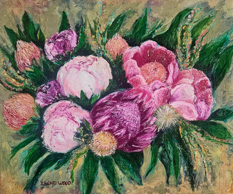 Floral Glow Up Irene Wood Oil on Canvas 500mm x 380mm Created Jan 2025