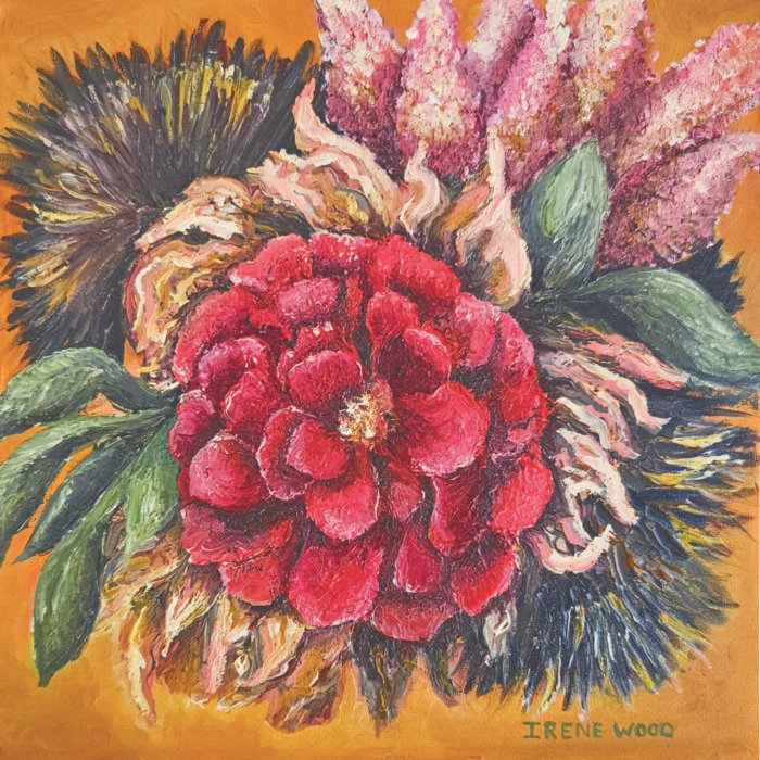 Floral Mini Series_Duality: Bloom
Irene Wood
Oil on Canvas
250mm x 250mm Created Jan 2026 Bloom - Floral Mini Series Duality Irene Wood Oil on Canvas 500mm x 380mm Created Jan 2025